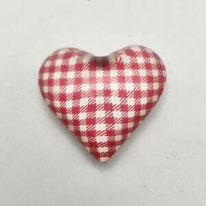 Red White Gingham Heart Magnet Acrylic Plaid Valentine Kitchen Locker Decor